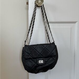 Forever 21 Black Quilted Shoulder Bag with Chain Straps
